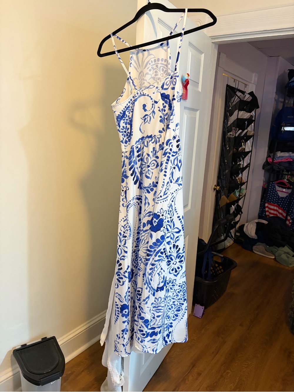 White & Blue Floral Maxi Dress